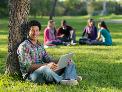 Student at tree